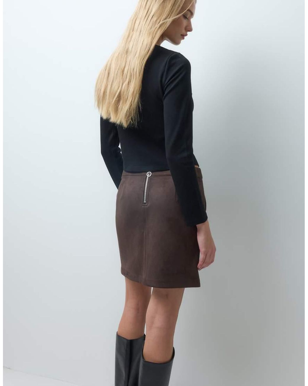 Vero Moda Brown Faux Suede Mini Skirt