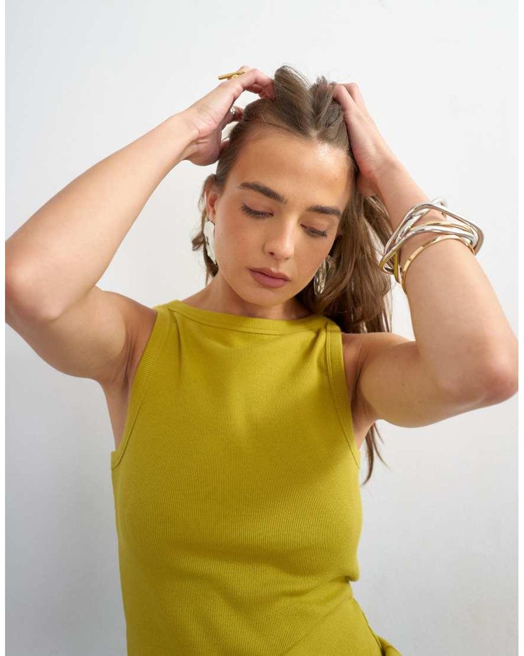 TOPSHOP Green Slash Neck Racer Vest