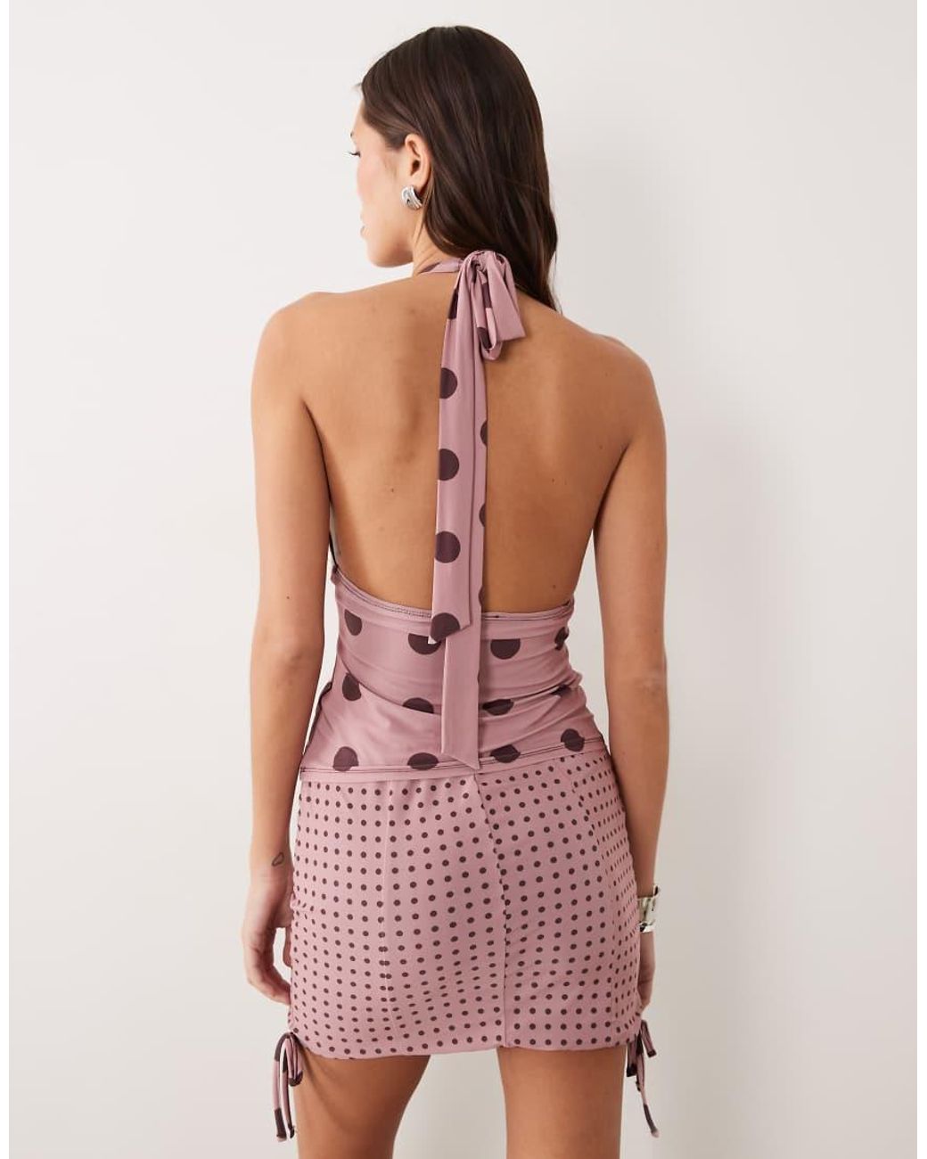ASOS Pink Printed Slinky Halterneck Top