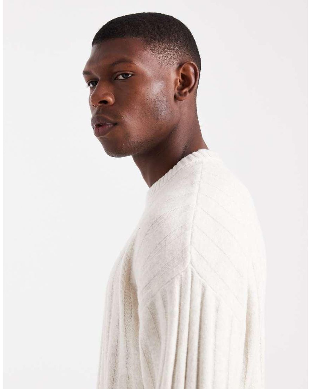 Jack & Jones White Oversize Thick Rib Jumper for men