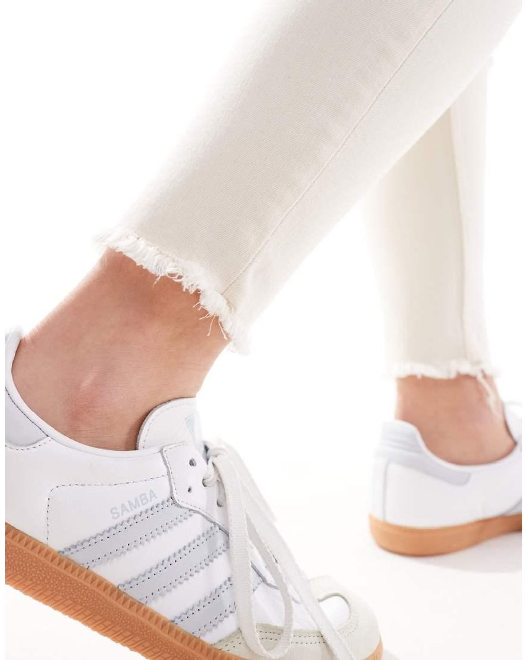 ONLY Natural Blush Skinny Jeans With Frayed Hem