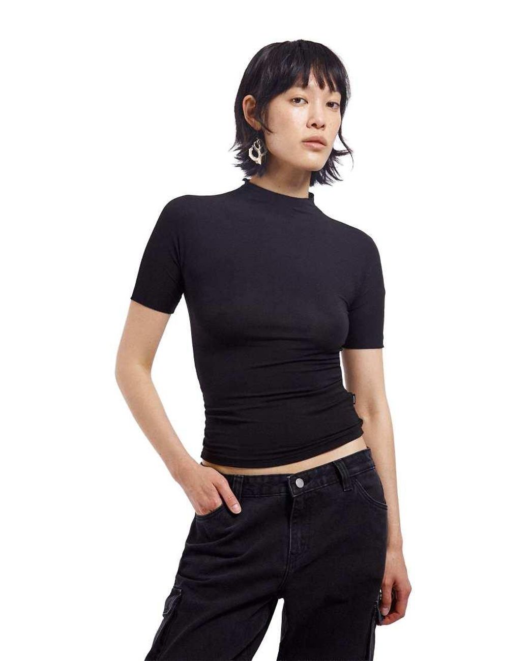 Dr. Denim Blue Inez Slim Fit Short Sleeve Modal Top
