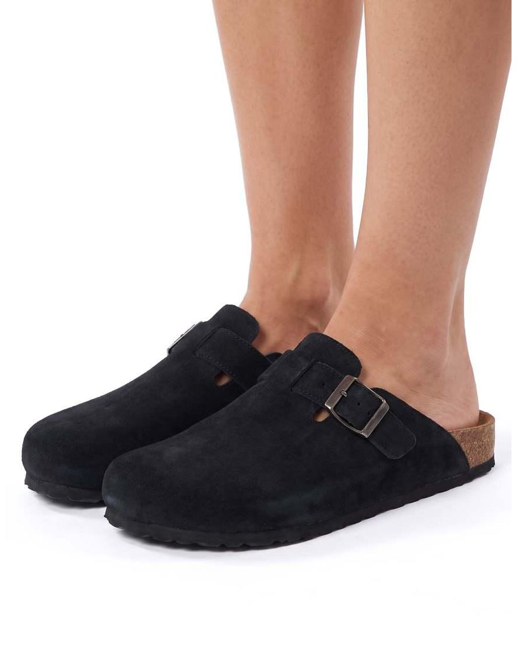 SEQWL Blue Flat Heel Slip-On Clog Mule Sandals