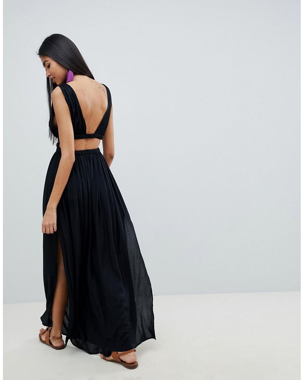 Robe De Plage Longue Style Grec Avec Décolleté Plongeant