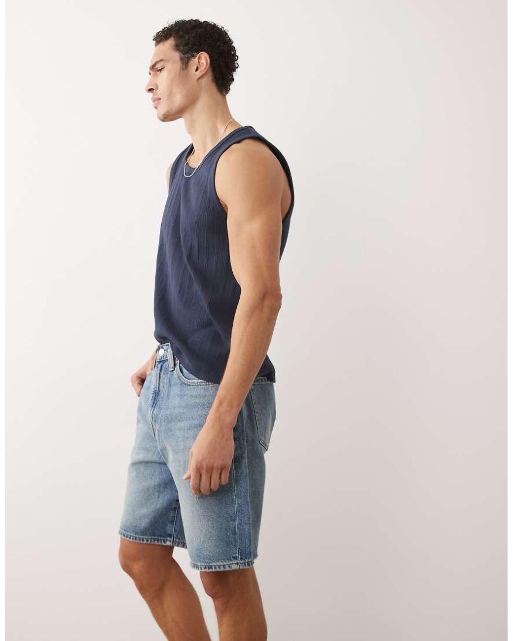 Abercrombie & Fitch Blue Baggy Jorts for men