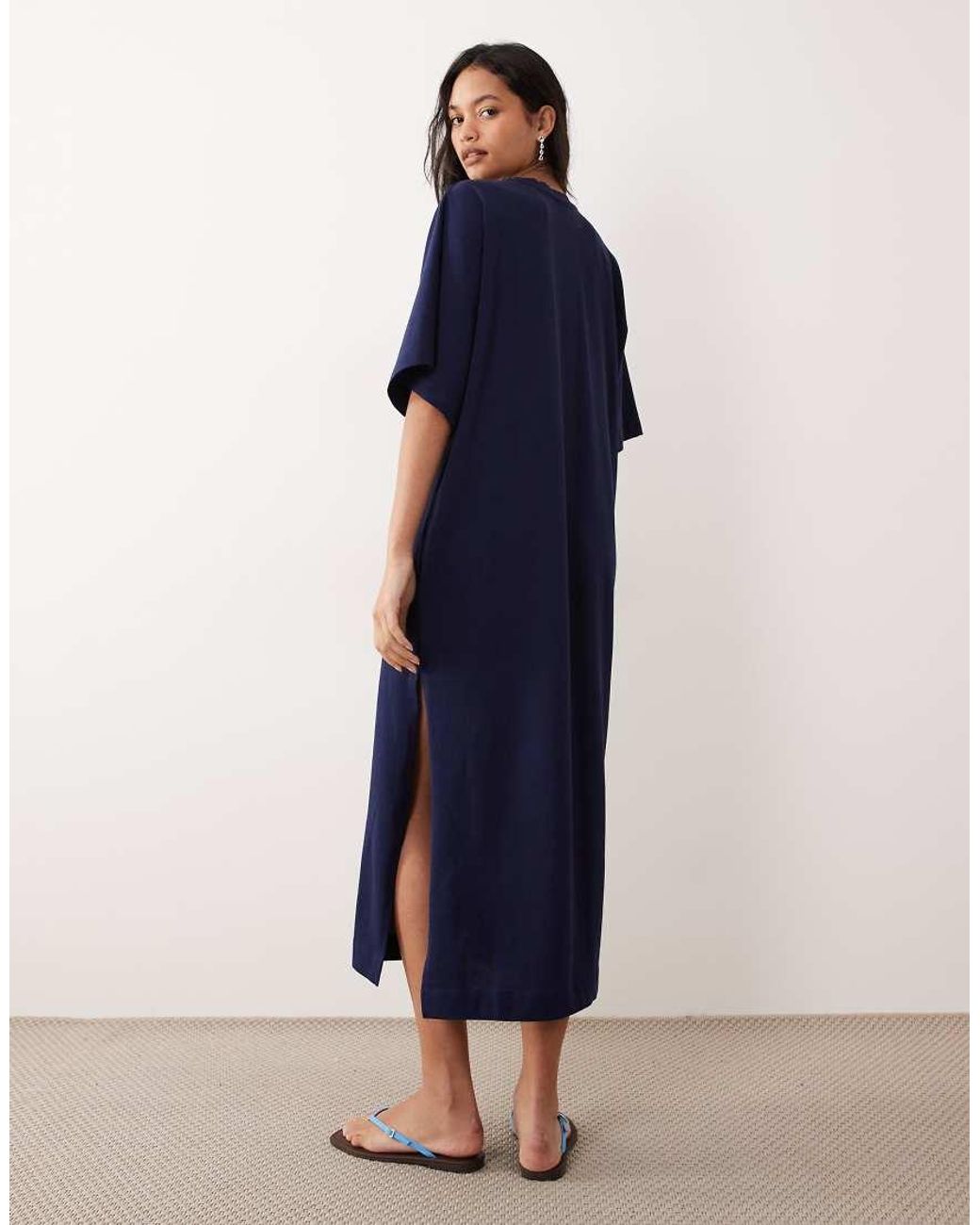 ASOS Blue Batwing T-shirt Midi Dress