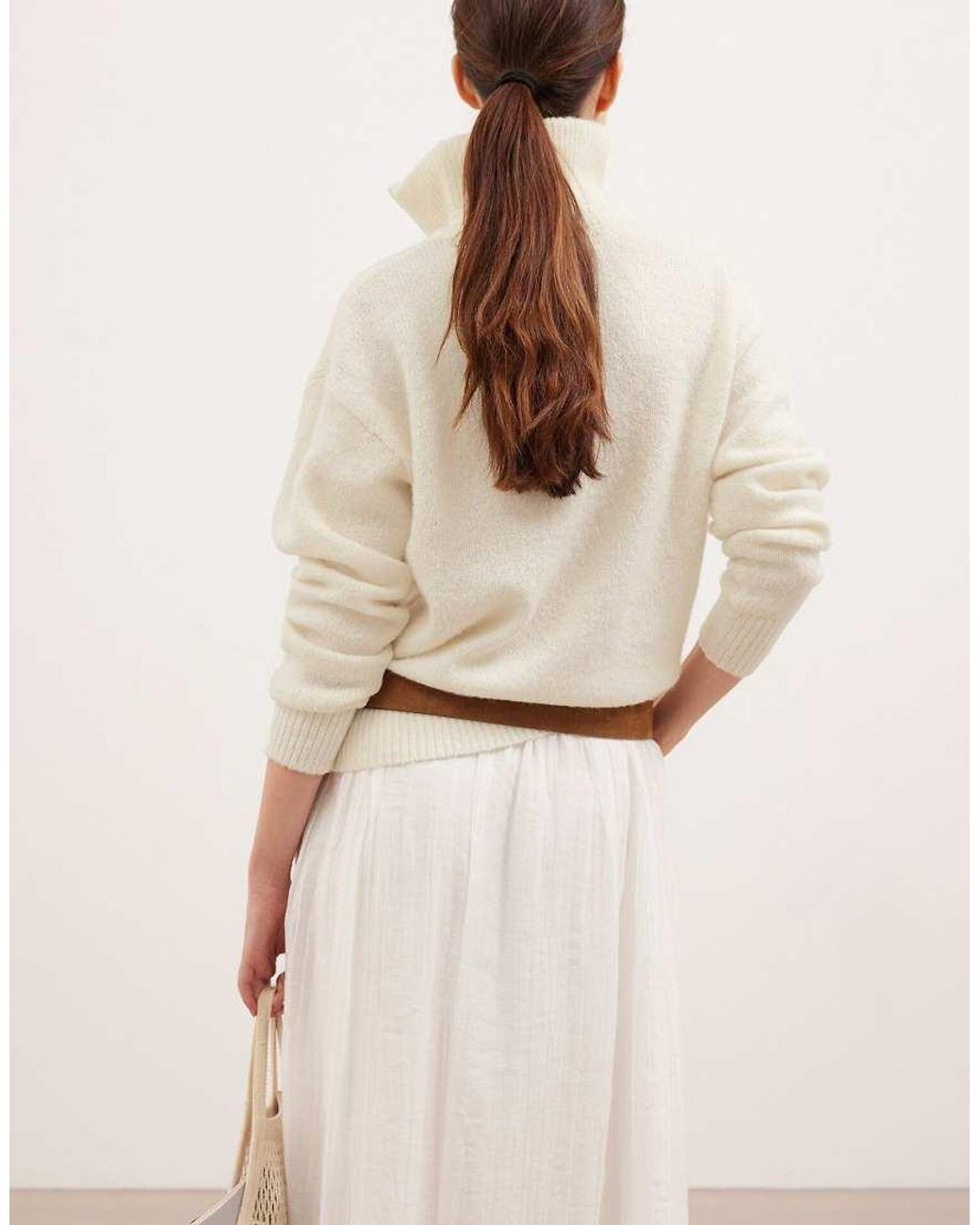 NA-KD White Wool Blend Zipper Sweater