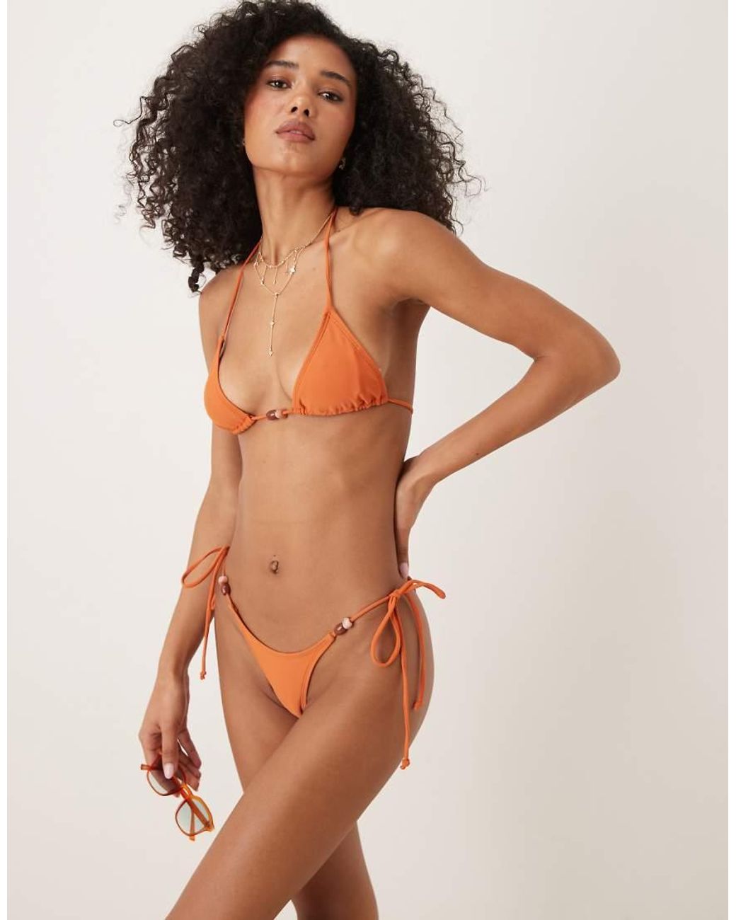 Motel Orange Leyna Tie-Side Ruche Bikini Brief