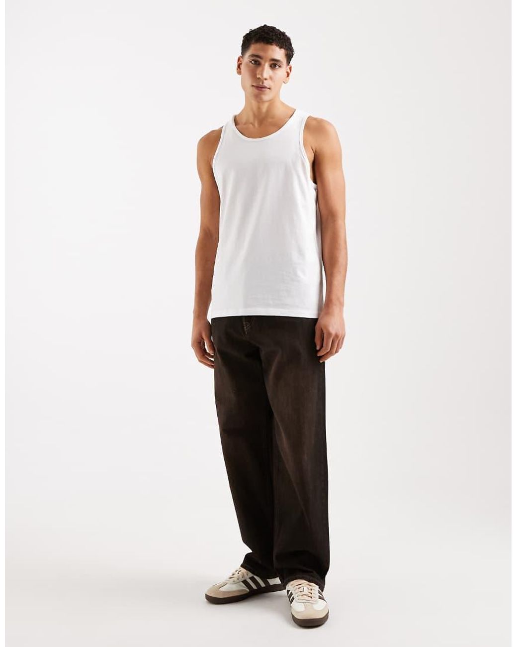 Jack & Jones White Jersey Singlet Top for men
