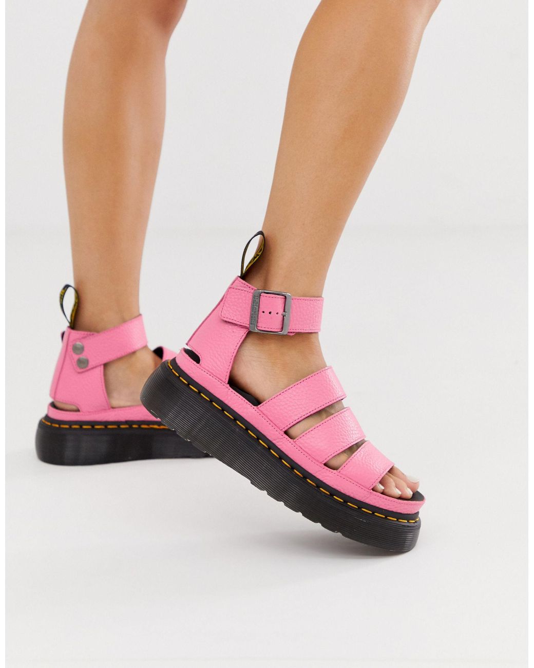 Pink doc marten sandals discount