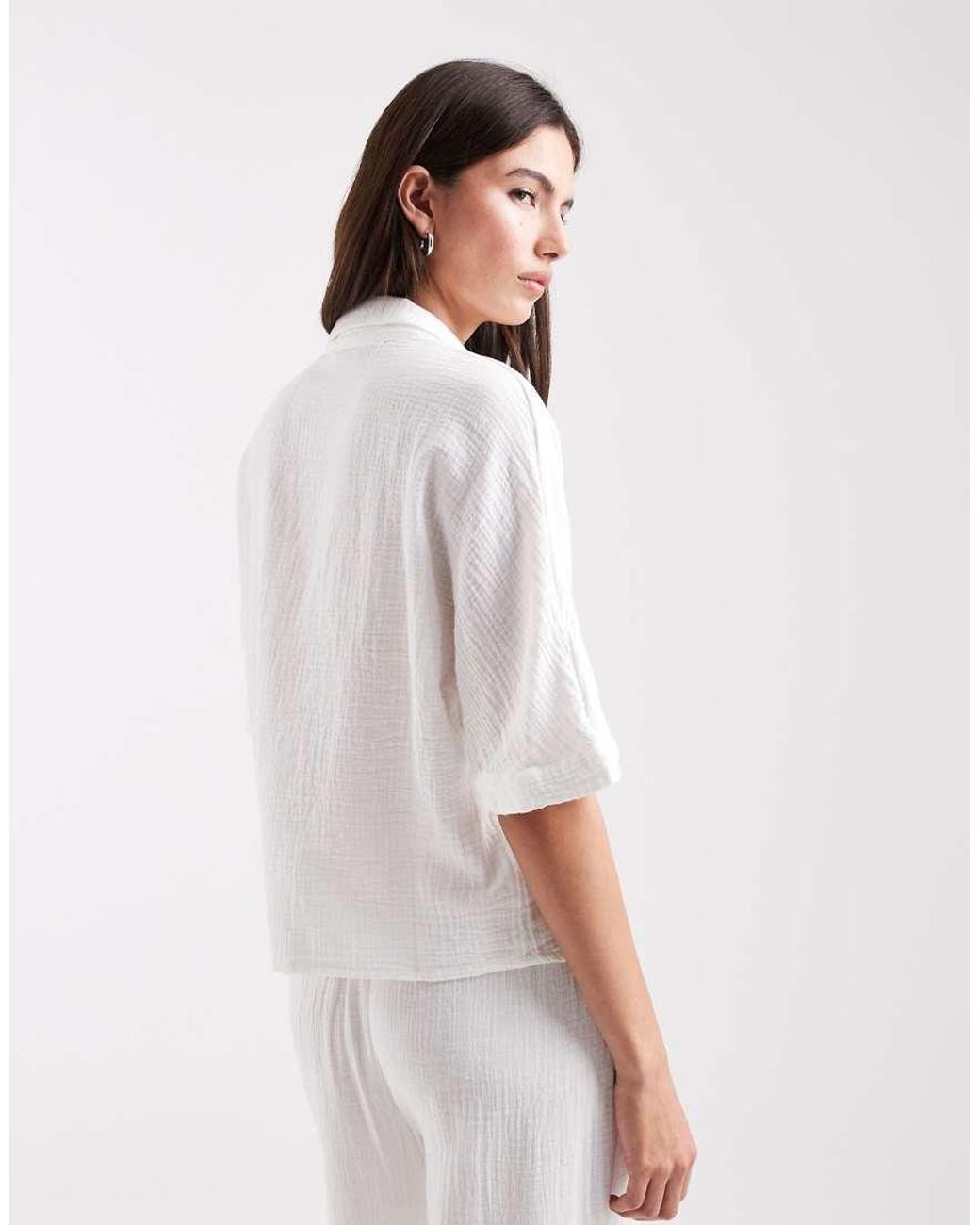 ONLY White Cheesecloth Button Down Shirt Co-ord