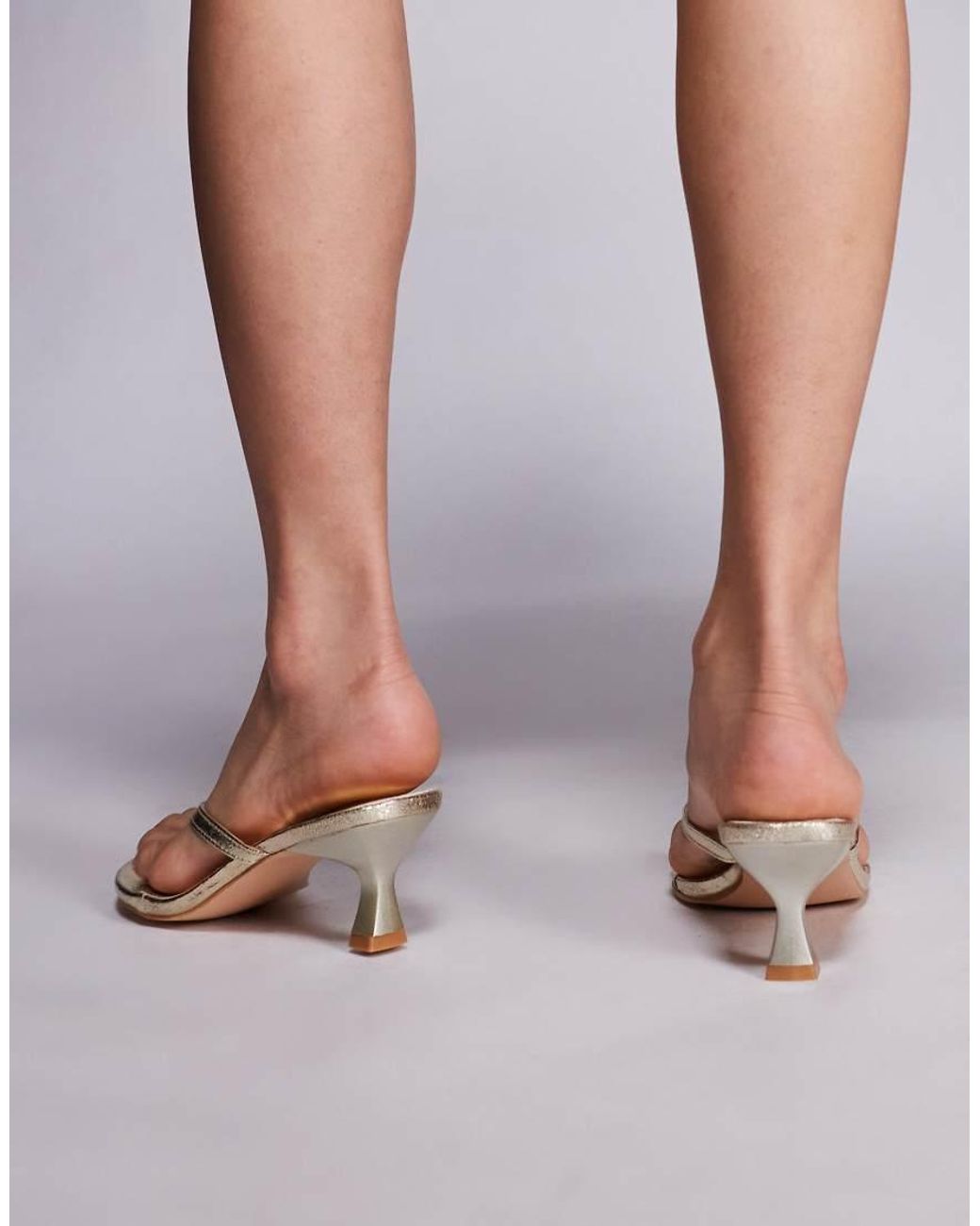 Public Desire Pink Evermore Cracked Pu Thong Low Flared Heels