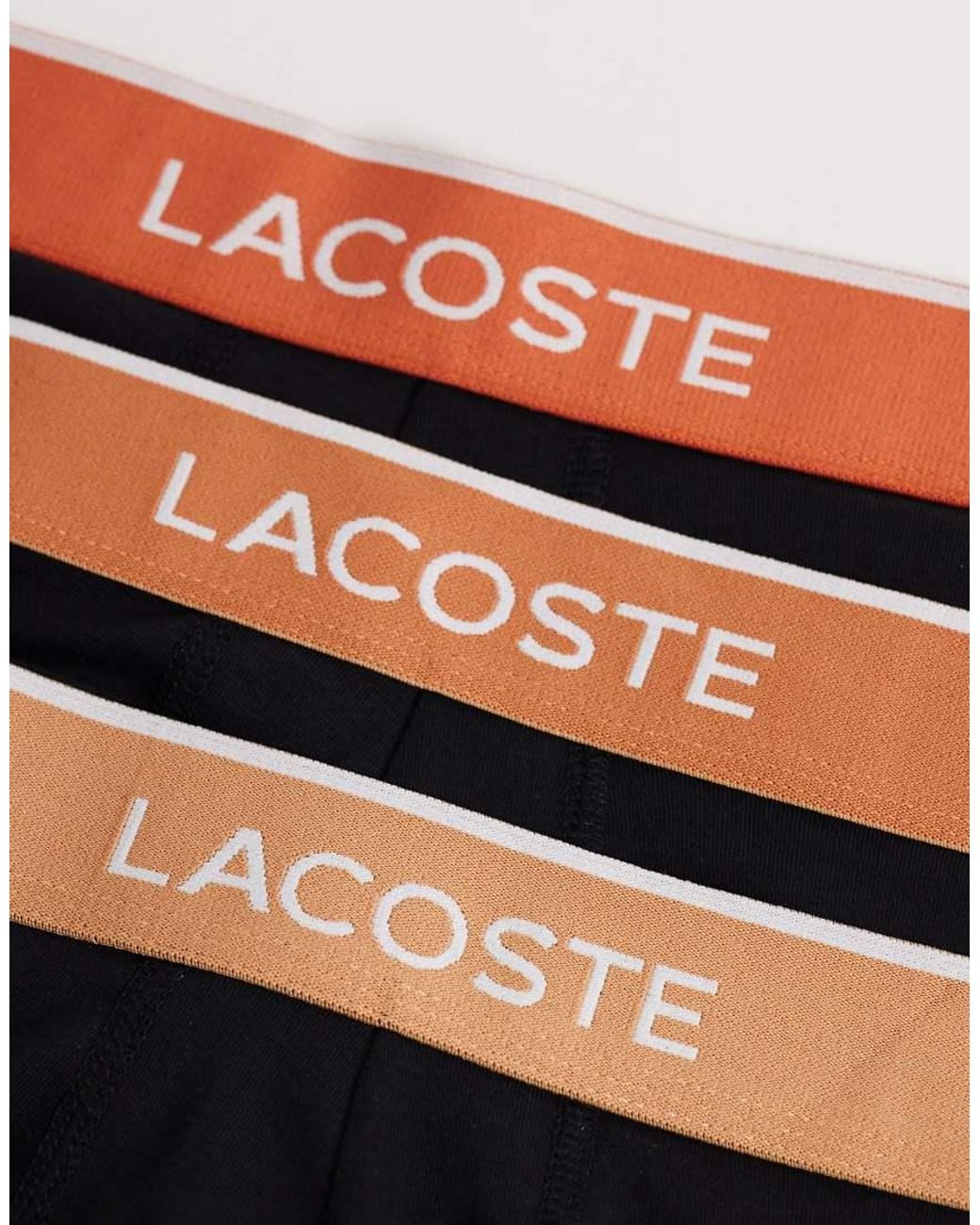 Lacoste Black 3 Pack Coloured Waistband Trunks for men