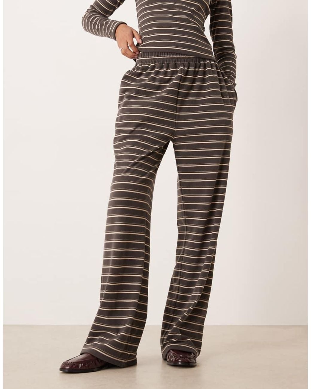 Wanderdoll Natural Frankie Premium Heavyweight Jersey Wide Leg Pants