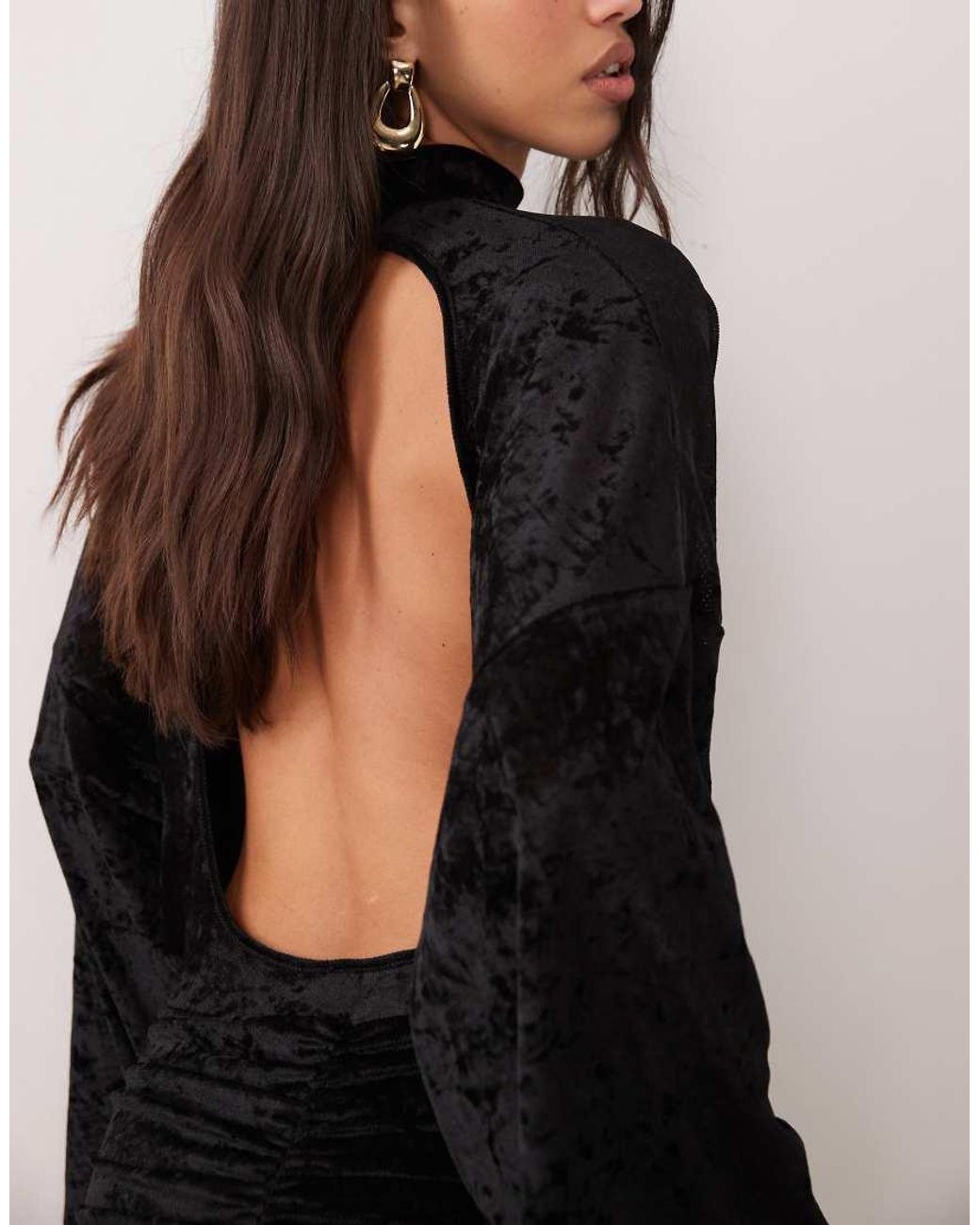 ASOS Black Velvet Mesh Mini Dress