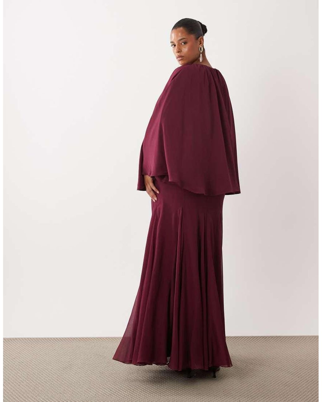 ASOS Red Asos Design Curve Full Volume Cape Maxi Dress With Godets