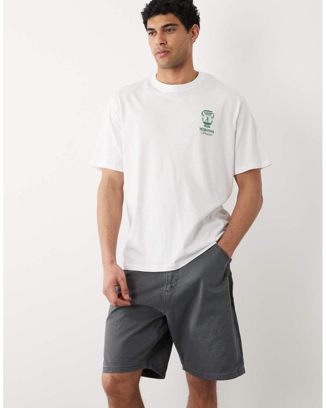 Jack & Jones White Denim Carpenter Shorts for men