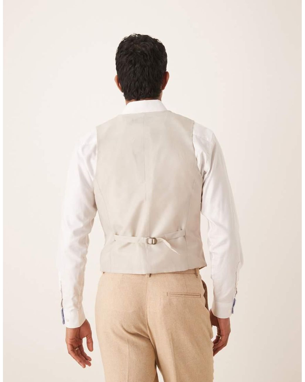 ASOS Natural Slim Wool Blend Suit Waistcoat for men