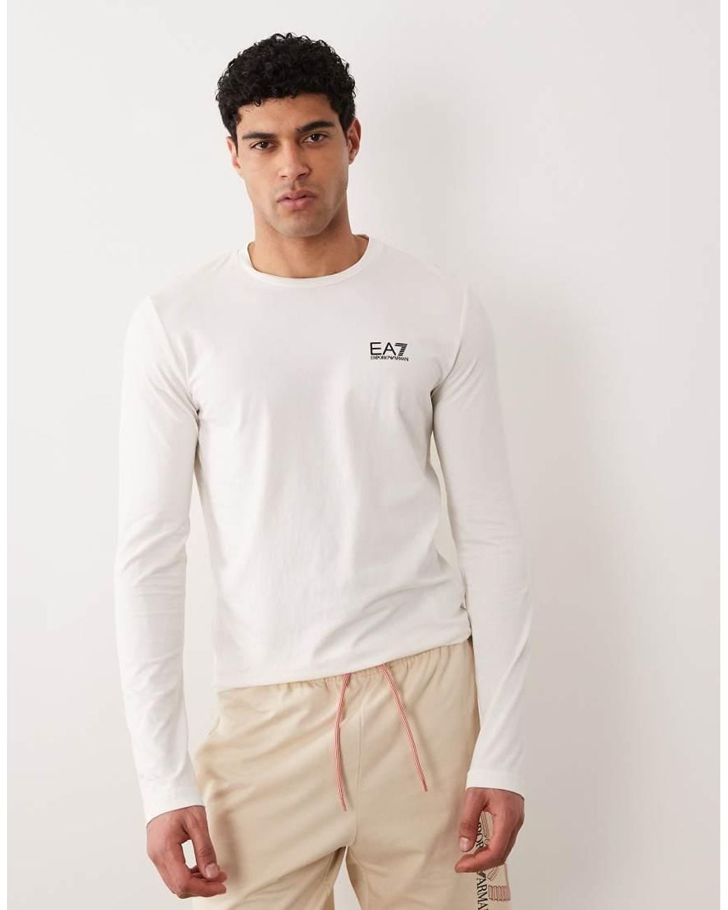 EA7 White Armani Training Long Sleeve T-Shirt for men