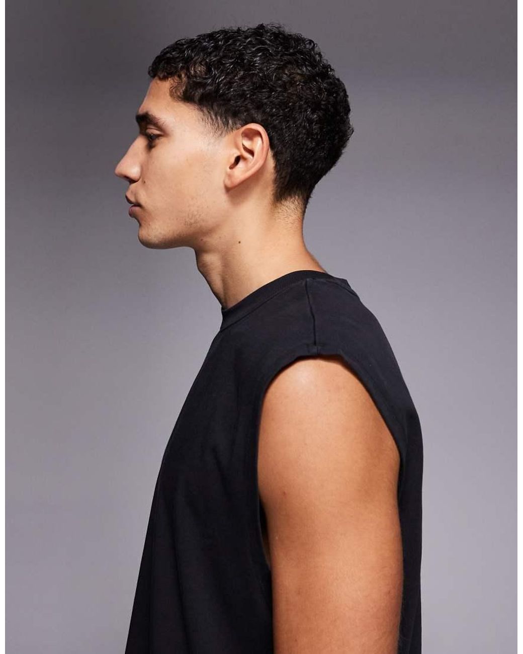 4505 Blue Back Print Oversized Heavyweight Cotton Training Tank With Quick Dry Finish for men