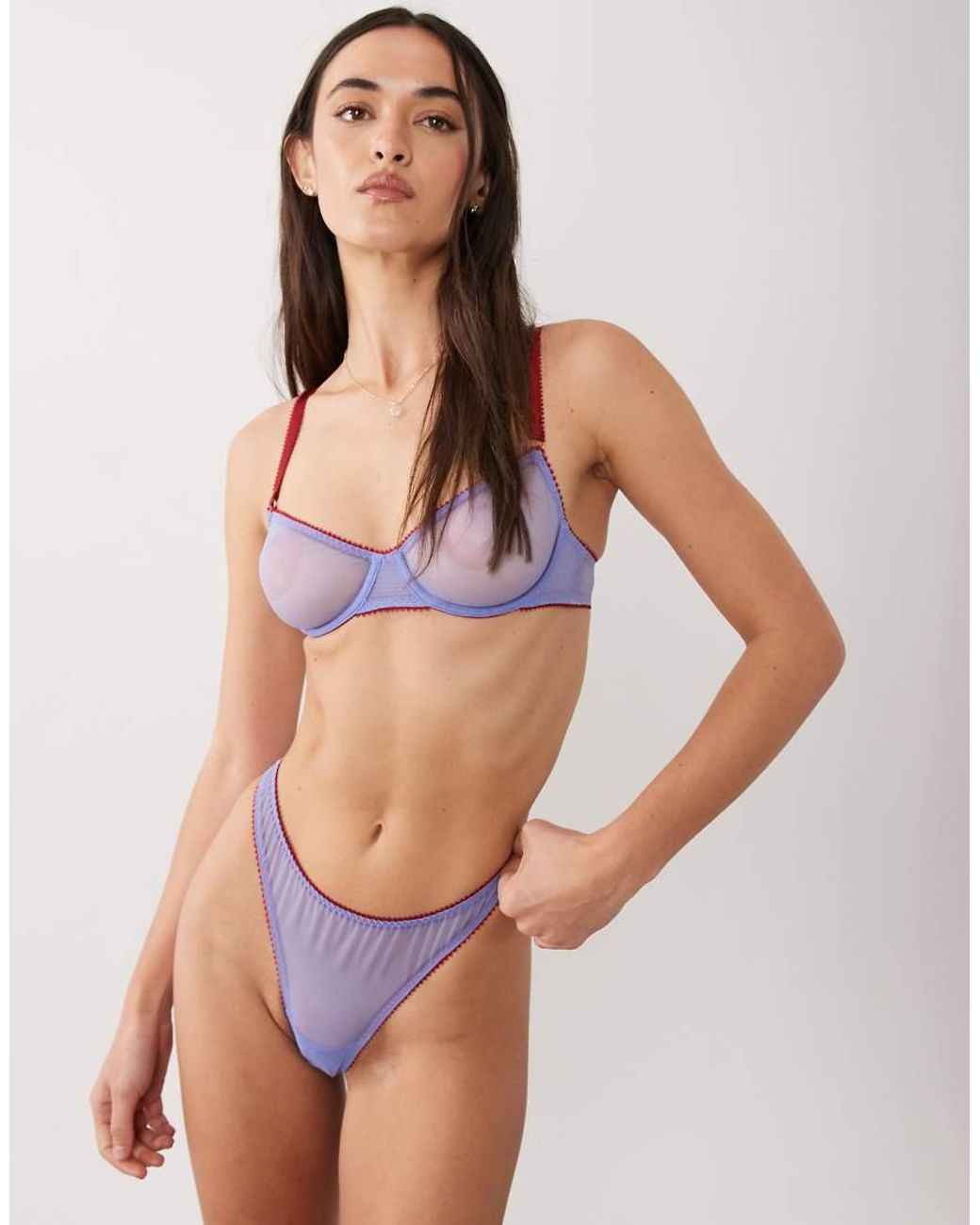 Dora Larsen Purple Hallie Tulle Underwire Bra