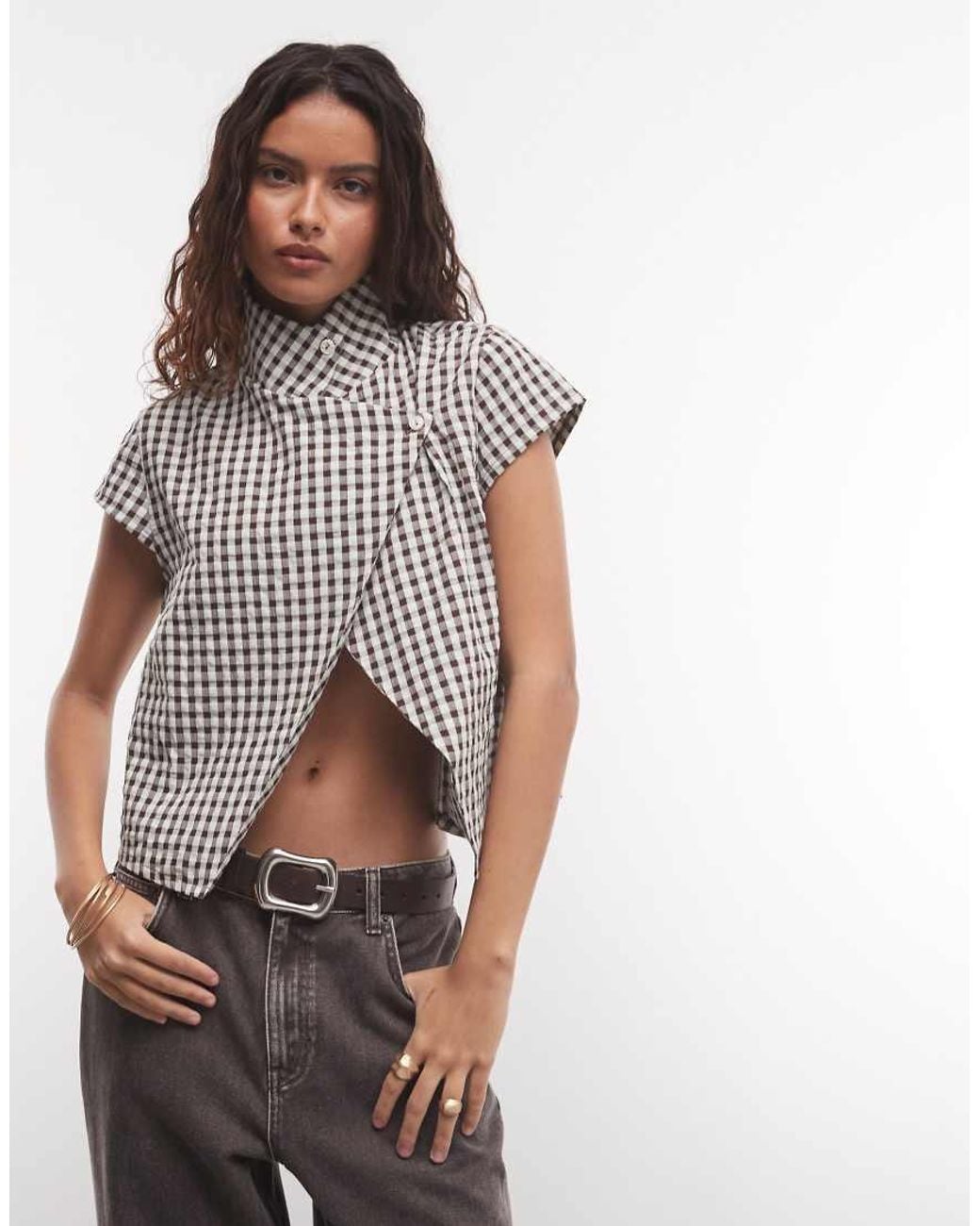 Collusion Black Funnel Neck Open Shirt