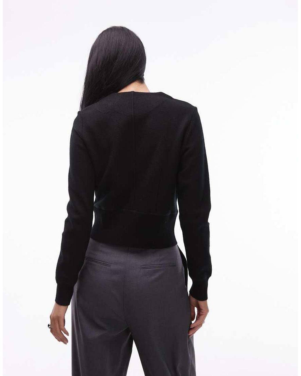 ARKET Black Double-Faced Rich Wool Cardigan With Cinched Waist Hem