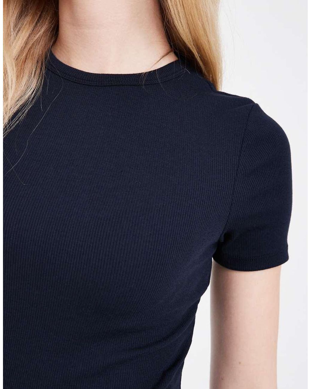 ONLY Blue Fitted Ribbed Top