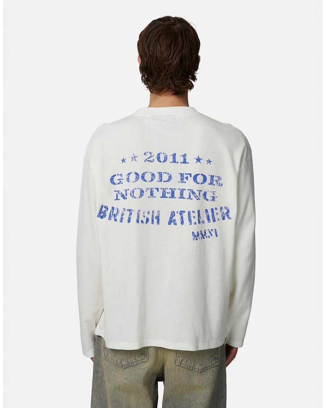 Good For Nothing White Long Sleeve Waffle Camo Tee for men