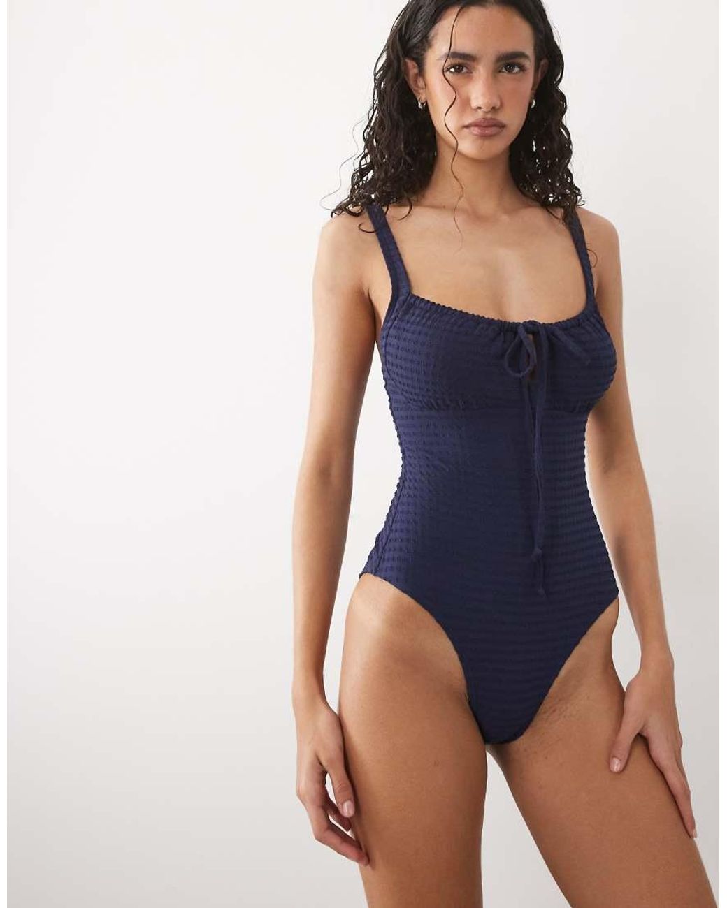 Accessorize Blue Shirred Cup Swimsuit