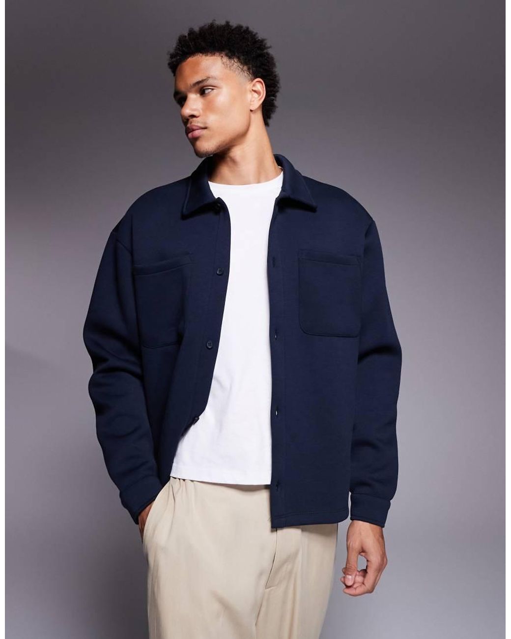 ASOS Blue Heavyweight Oversized Overshirt for men