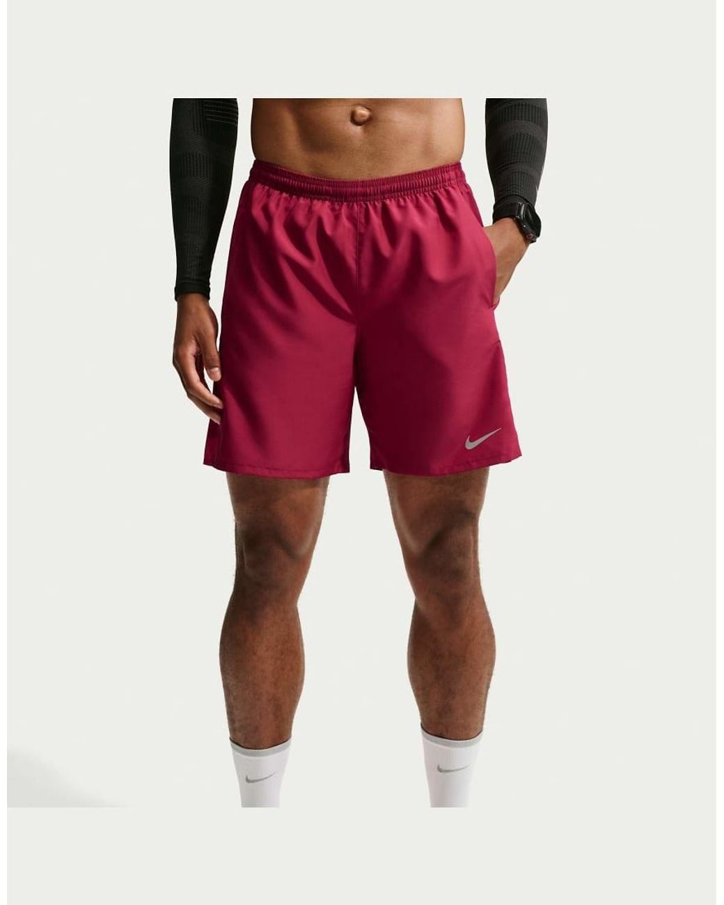 Nike Red Men's Miler Dri-fit 2-in-1 7-inch Shorts for men