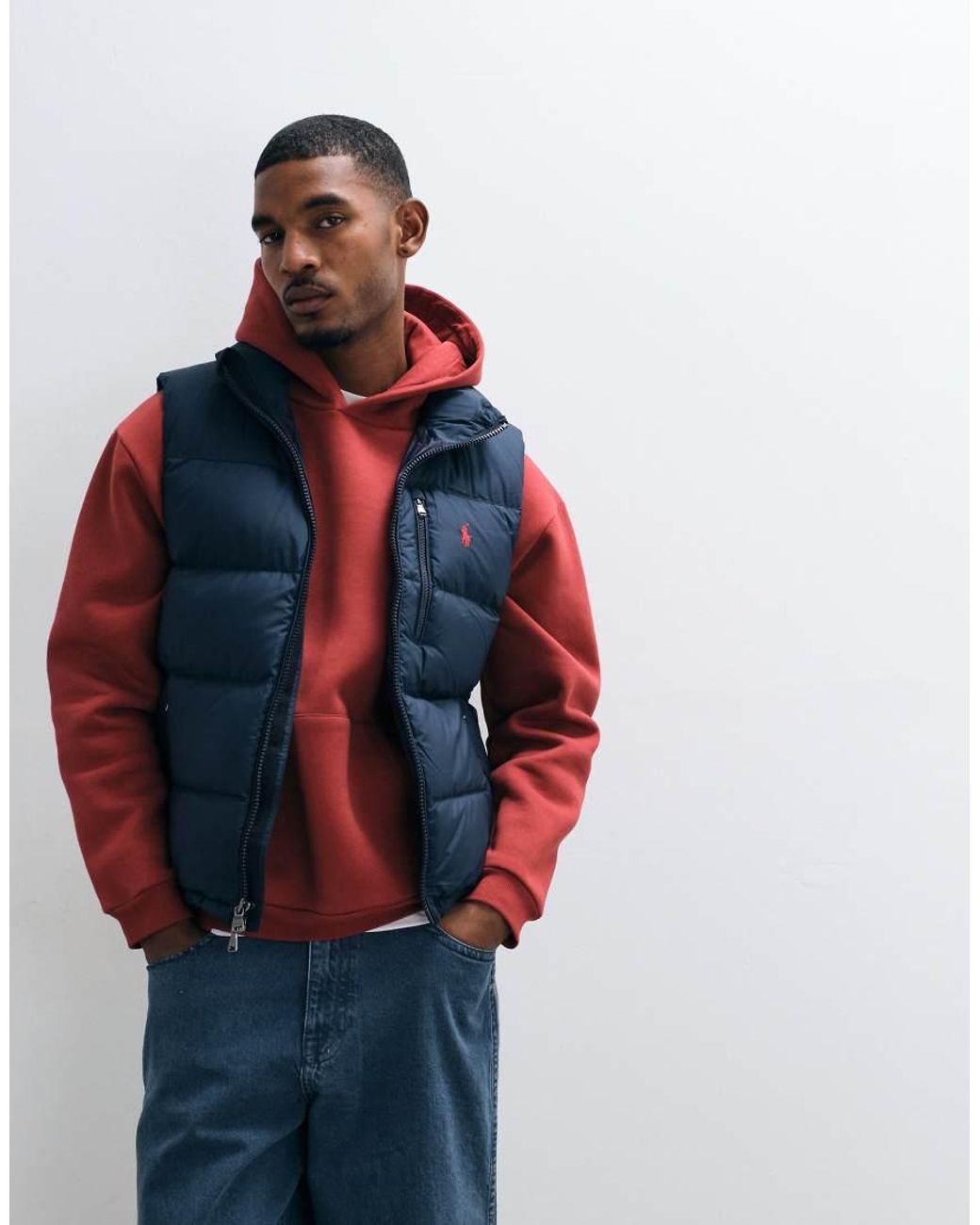 Polo Ralph Lauren Red Gorham Icon Logo Insulated Down Puffer Vest for men