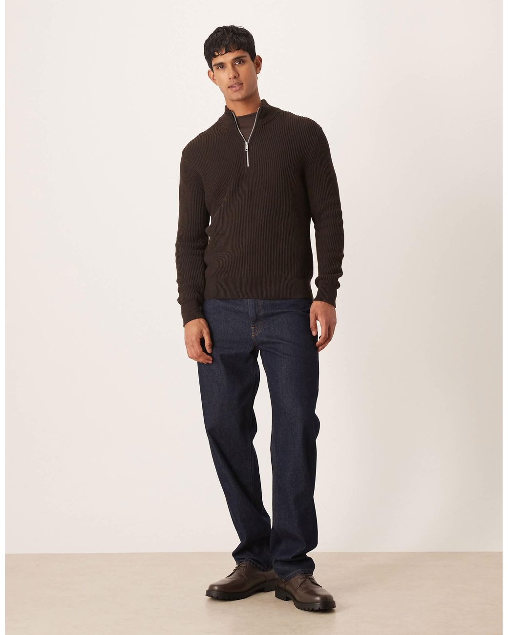 Mango – gerippter pullover aus baumwolle in Black für Herren