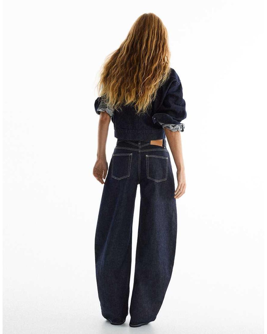 Bershka Blue Petite High-Waist Barrel Jeans