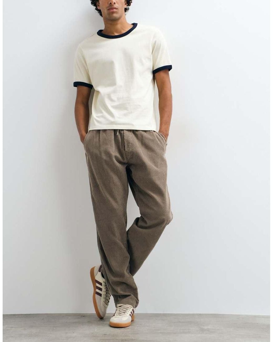Jack & Jones Natural Drawstring Cord Trousers for men