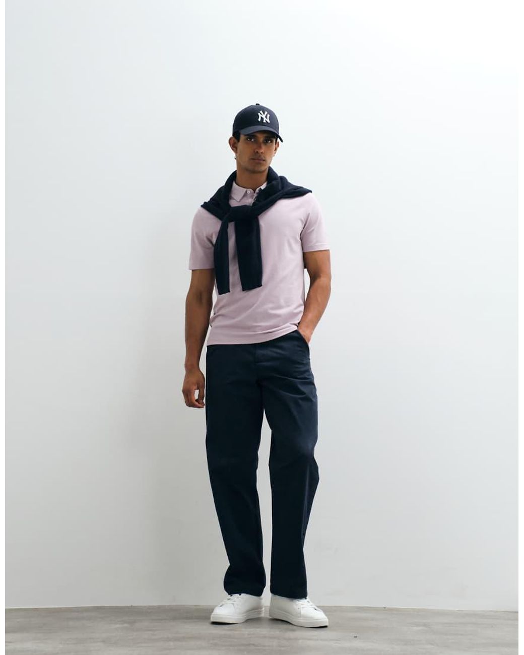 Mango White Regular Fit Polo Neck T-Shirt for men