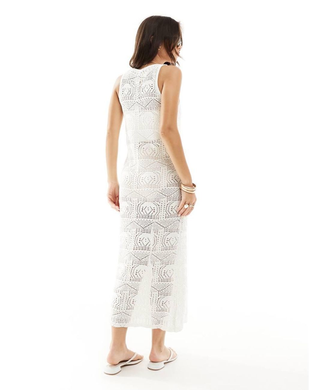 ONLY White Open Knit Maxi Dress