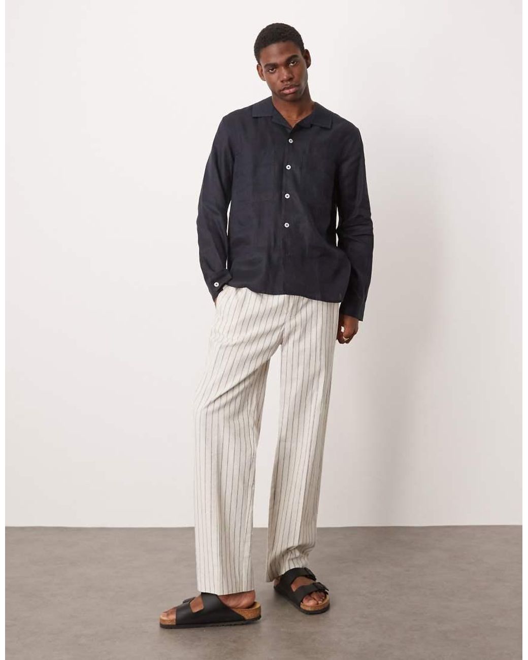 Mango Blue Linen Overshirt for men