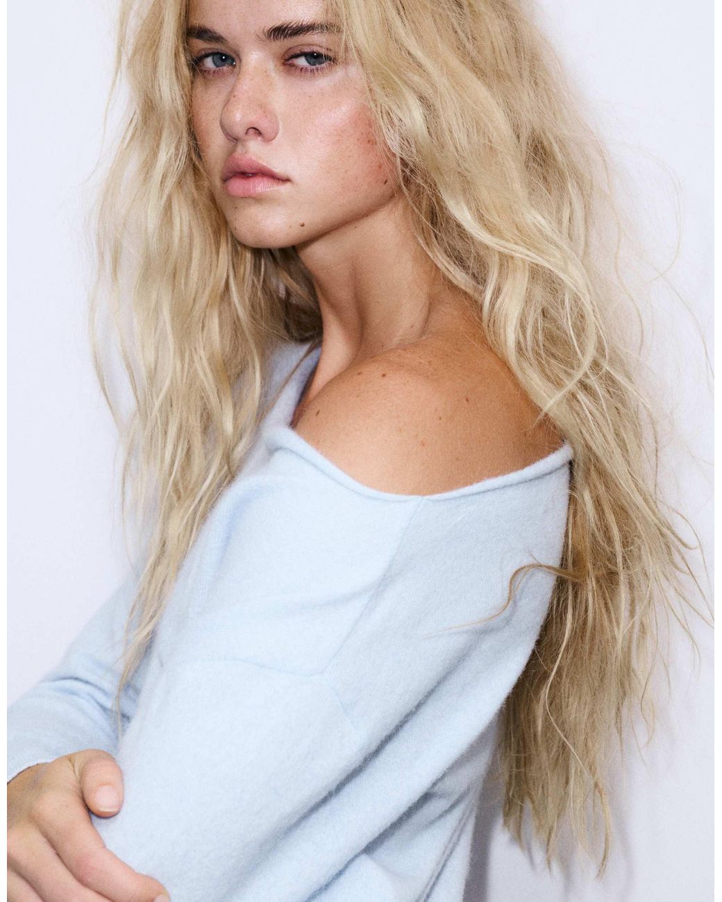 Pull&Bear White Pullover mit u-boot-ausschnitt