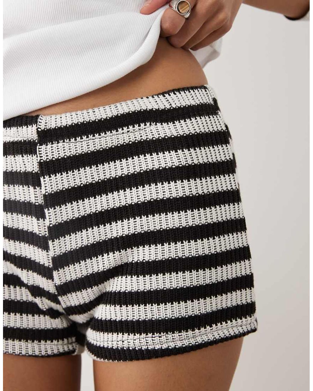 Motel Natural Nikaya Knit Stripe Shorts