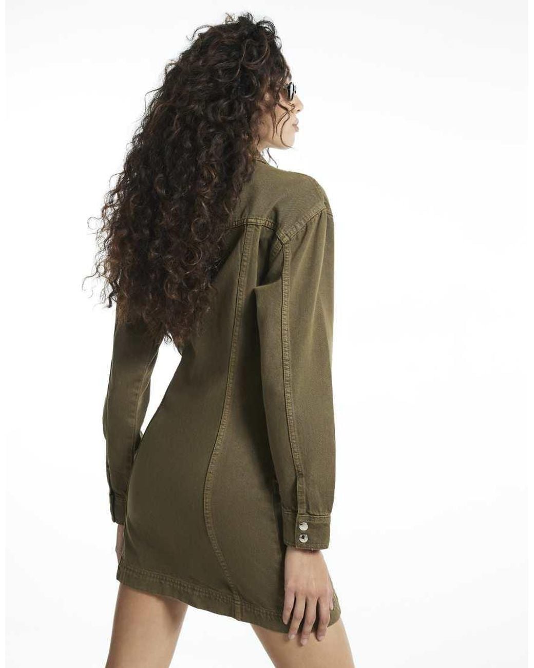 River Island Green Denim Zip Through Dress