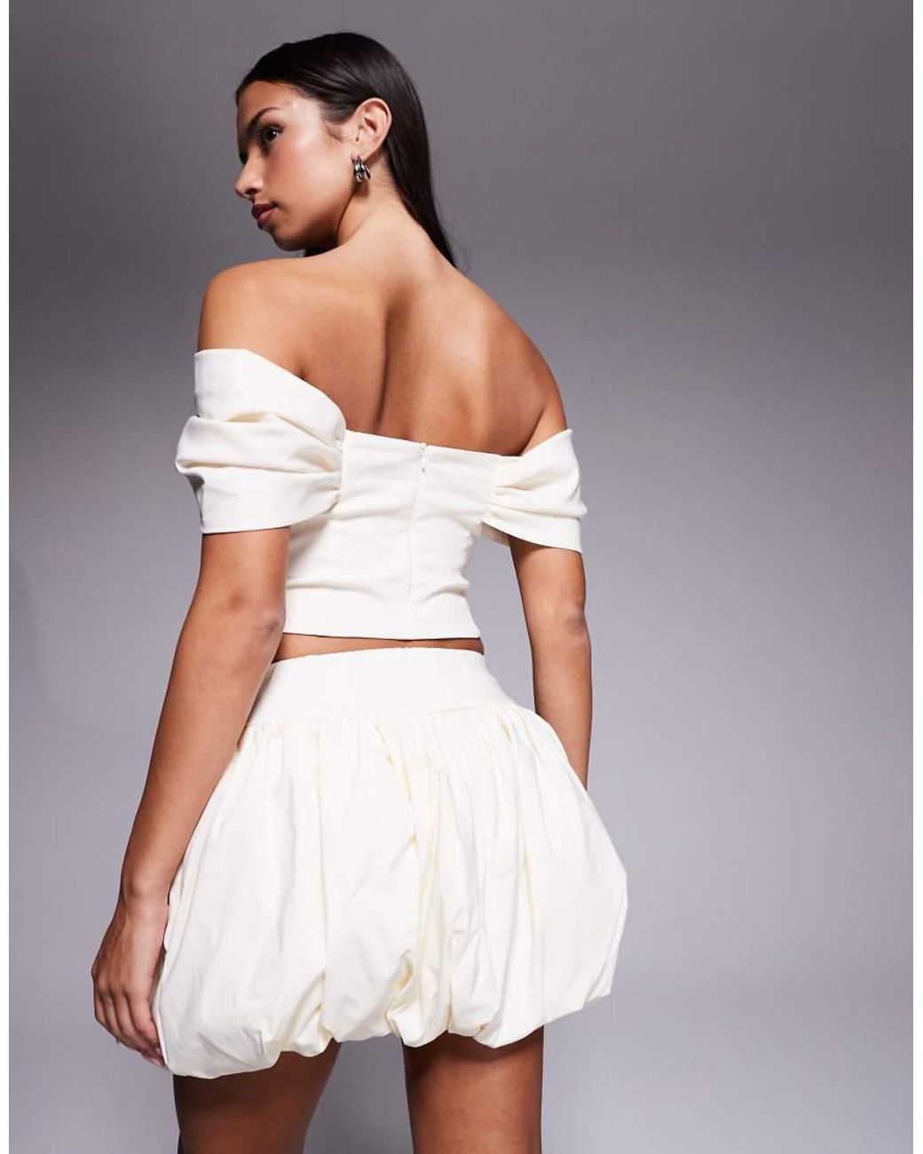 Goddiva White Bengaline Balloon Mini Skirt