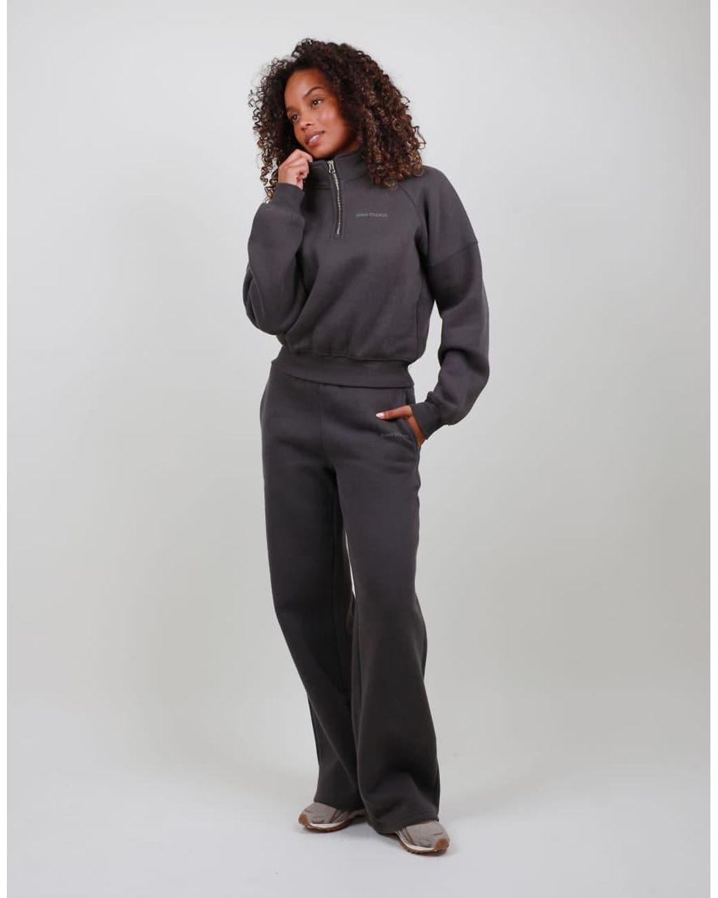 SIMMI Gray Half Zip Cropped Sweatshirt