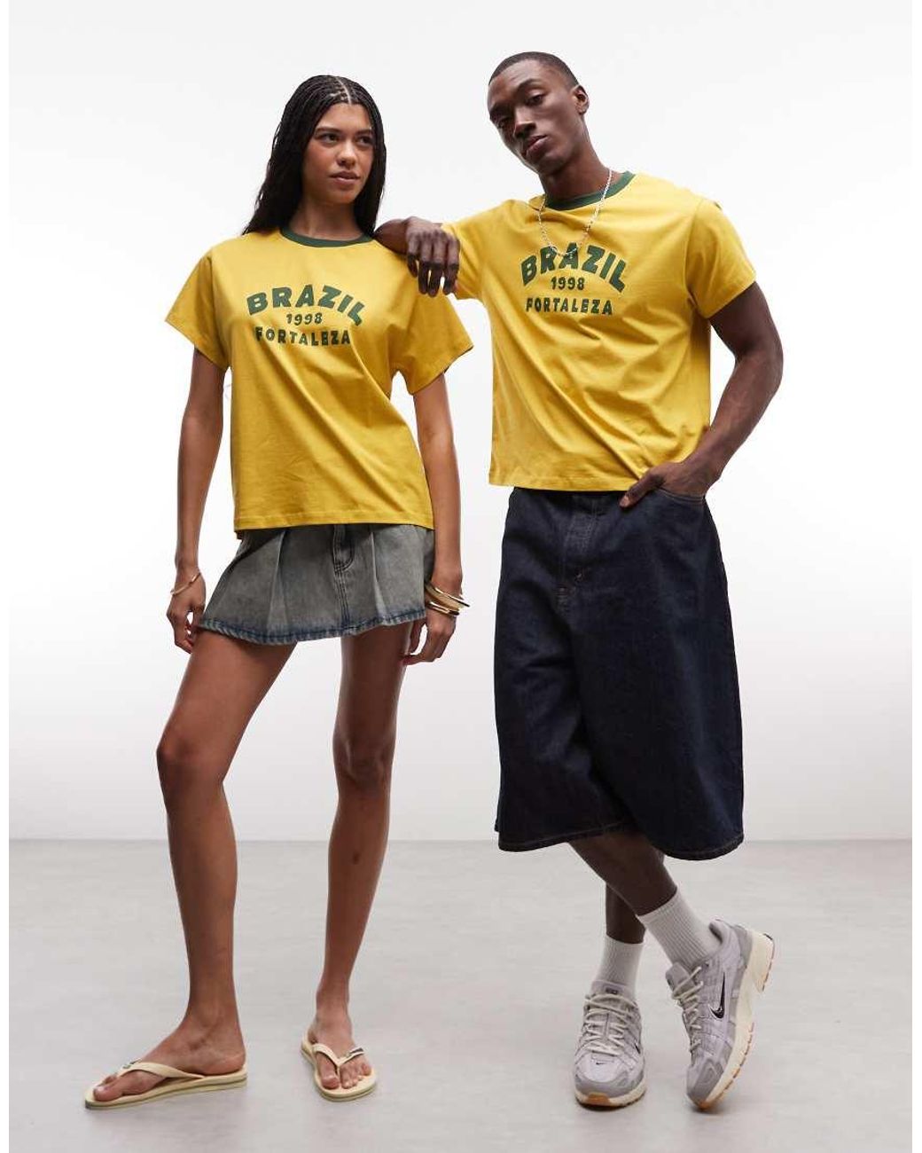 Reclaimed Vintage Yellow Unisex Ringer With Slogan