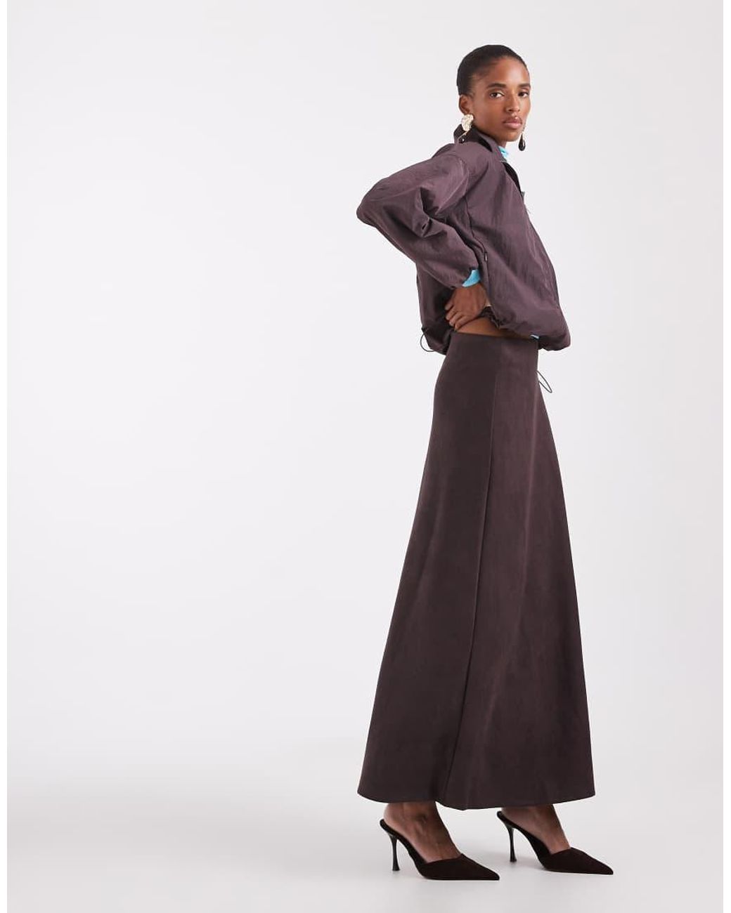 ONLY Purple Faux Suede Maxi Skirt