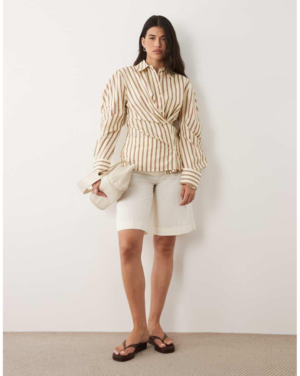 ASOS Natural Cinched Wrap Cocoon Sleeve Shirt