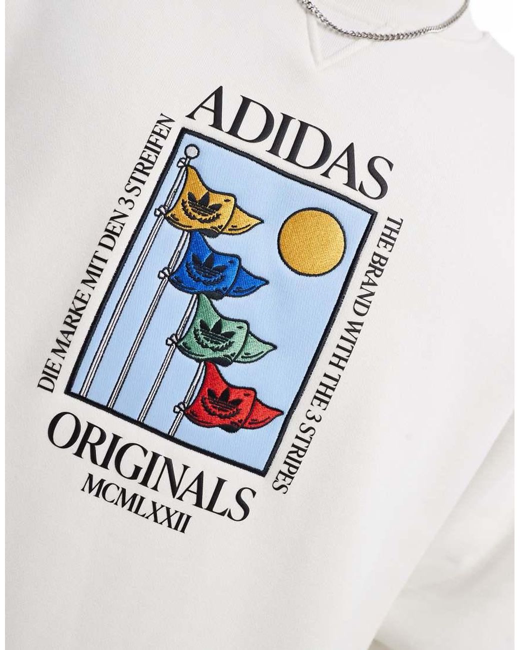 adidas Originals Embroidered Sweatshirt in White Lyst UK