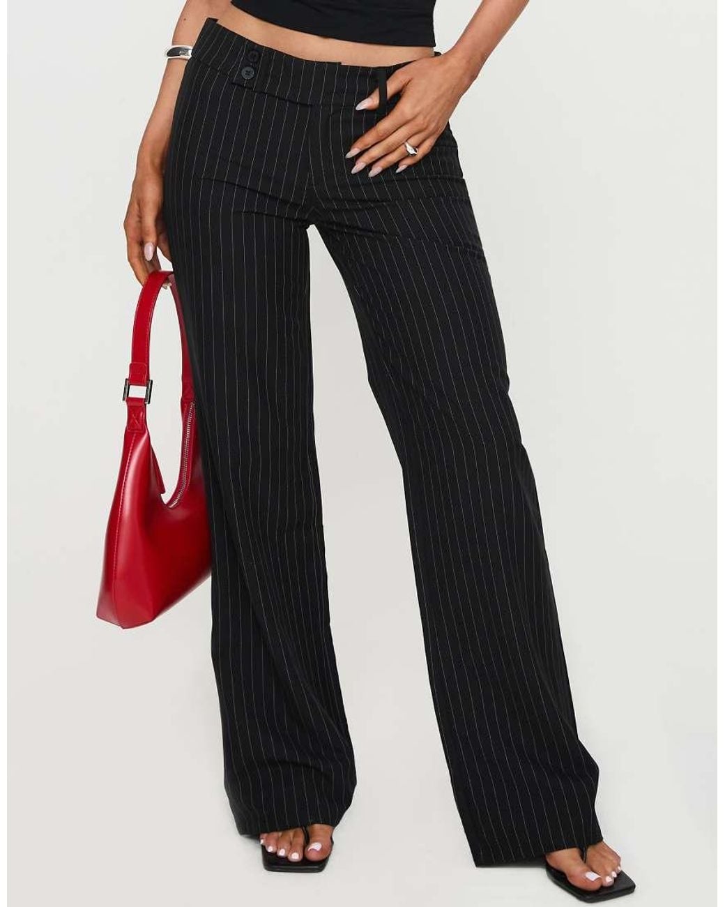 Princess Polly White Socialista Double Button Straight Leg Pants