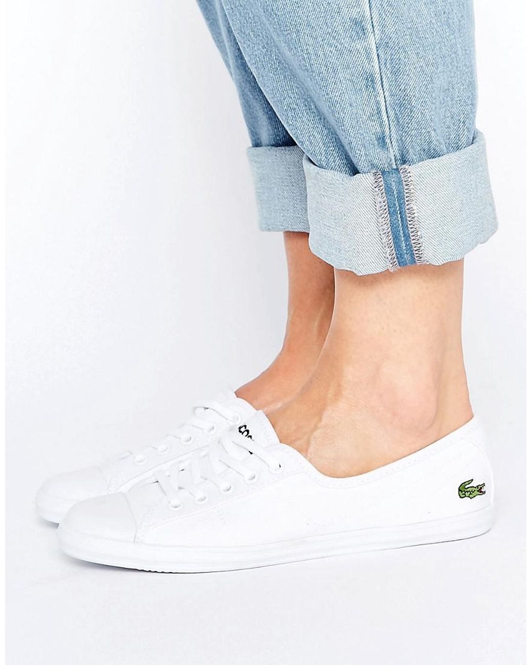 Lacoste Ziane Canvas Plimsoll Trainers in White | Lyst UK